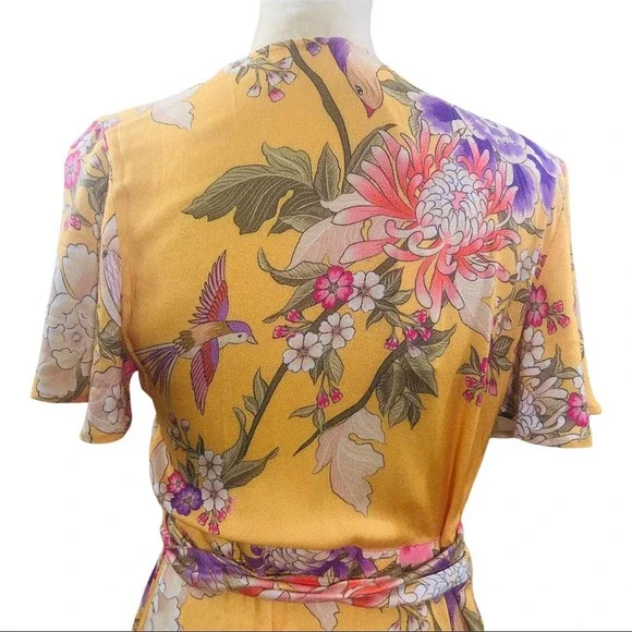 Spell and the Gypsy Blue Skies Yellow Maxi Wrap Dress Size M NWT - Picture 12 of 16